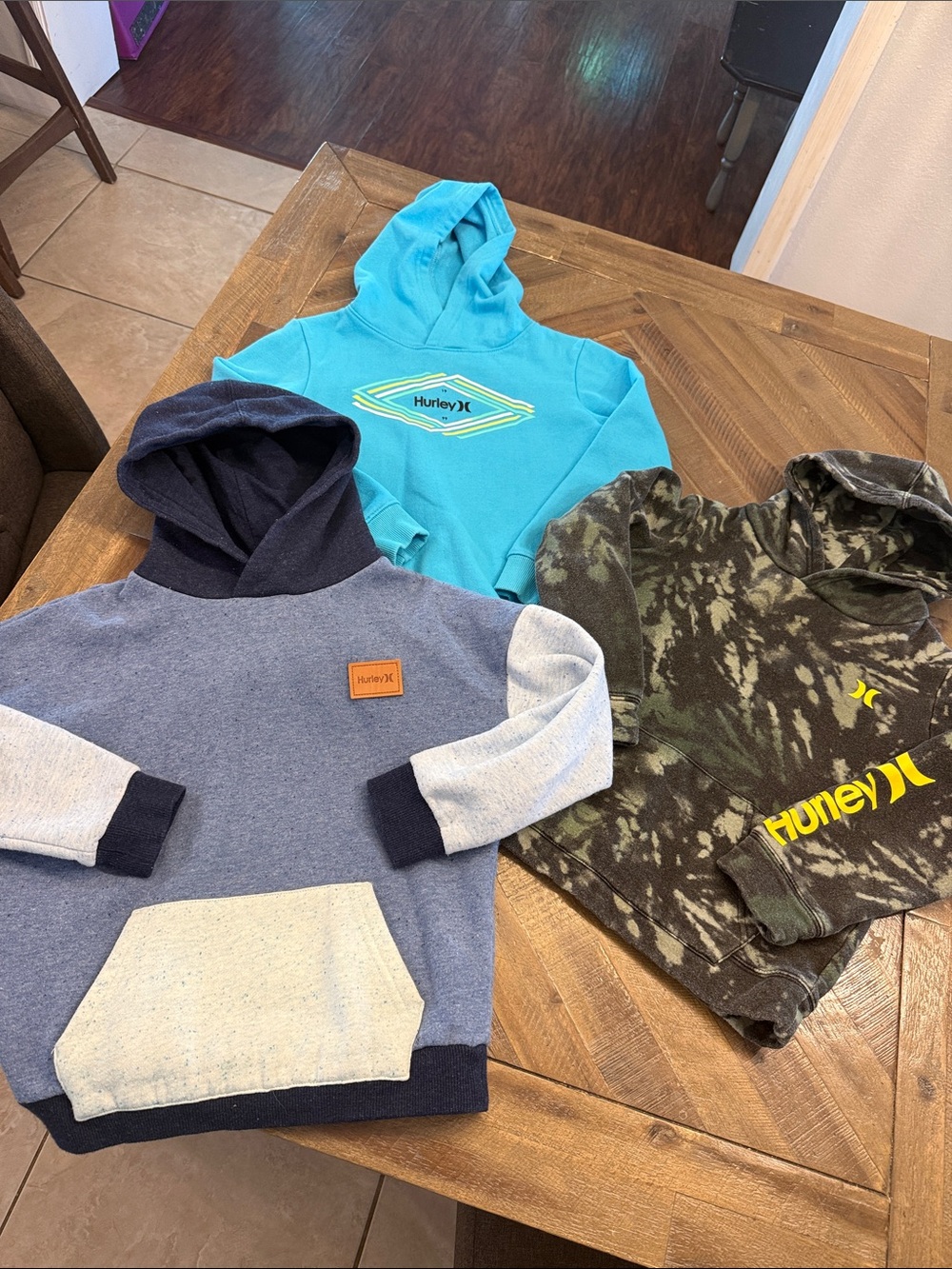 Hurley Kids Hoodies Trio - Teal, Blue & Olive Tie-Dye